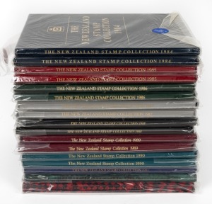 NEW ZEALAND: 1984-93 consecutive series of New Zealand Stamp Collection annuals, plus seven duplicates; mostly unopened. (17 items)