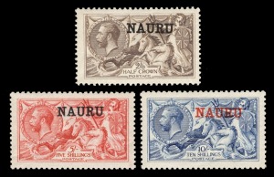 NAURU: A 1918 to c. 2000 collection in two albums, including 1918 2/6, 5d & 10d Seahorses in superb condition MLH, the Freighters set to 10d MLH, together with most later stamps MLH or MUH.