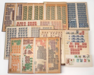 1930s-60s ex-dealer's accumulation in eight old-time stockalbums. Noted numerous Imprint blocks, 5/- BCOF * & U singles, 1/- Platypus blk.(36) **, Flowers to 3/- blks.4 **, $4 King (56) in blks. **, mixed condition. (1000s).