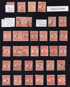 Kangaroos - Collections & Accumulations: A collection/accumulation in a black Hagner album. Much duplication including a quantity of 3rd wmk 5/- perf.OS; mixed condition. (100s).