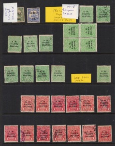 NEW GUINEA - 'N.W./PACIFIC/ISLANDS' Overprints: A range of stamps in a black Hagner album; mainly singles and pairs, Mint and Used with values to 5/-, including a few perf.OS and a couple of GRI Overprints.