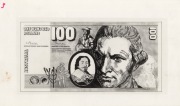 A UNIQUE ARCHIVE OF AUSTRALIAN DECIMAL BANKNOTE DESIGN MATERIALS FROM THE ESTATE OF THE LATE MAX ROBINSON. Original artwork, sketches, photocopies, proofs, photographs, documents and annotated doodles, all contained in a large file box. (many 100s of pie - 3