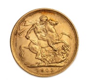 1902, 1904 and 1906 Sovereigns, Edward VII, St. George reverse, Melbourne Mint, (3). - 2
