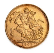 1903, 1907 and 1908 Sovereigns, Edward VII, St. George reverse, Perth Mint, (3). - 2