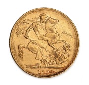 GREAT BRITAIN: 1890 (2) and 1894 Sovereigns, Queen Victoria Jubilee Head, St. George reverse, (3). - 2