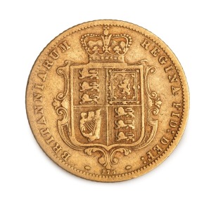 GREAT BRITAIN: 1873 Half Sovereign, Queen Victoria, Shield Reverse, with previously unrecorded Plate Number 276 below the shield, F.