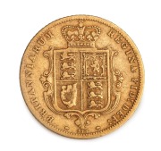GREAT BRITAIN: 1873 Half Sovereign, Queen Victoria, Shield Reverse, with previously unrecorded Plate Number 276 below the shield, F.