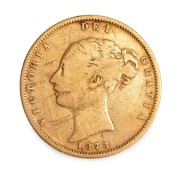 GREAT BRITAIN: 1873 Half Sovereign, Queen Victoria, Shield Reverse, with previously unrecorded Plate Number 276 below the shield, F. - 3