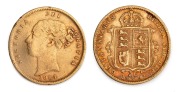 GREAT BRITAIN: 1884 and 1892 Half Sovereigns, Queen Victoria, Shield Reverses, (2).