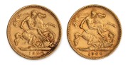 1896 and 1900 Half Sovereigns, Queen Victoria Veiled Head, St.George Reverses, Melbourne Mint, (2).