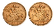 1893 Half Sovereigns, Queen Victoria Veiled Head, St.George Reverses, Sydney Mint, (2).
