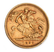 1893 Half Sovereigns, Queen Victoria Veiled Head, St.George Reverses, Sydney Mint, (2). - 3