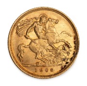 1908 and 1910 Half Sovereigns, Edward VII, St. George Reverse, Sydney Mint, (2). - 2