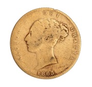 GREAT BRITAIN: Queen Victoria era Half Sovereigns with Shield Reverses: 1841, 1863, 1866,1876 and 1892. Mixed condition. (5) - 4