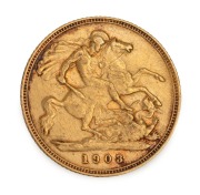 GREAT BRITAIN: Half Sovereigns: 1893, 1899, 1903, 1905 and 1907, mixed condition, (5). - 4