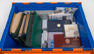 ISRAEL: A 1948 to 2021 First Day Cover collection in several albums and in a large storage tub waiting to be organised. The early years are mostly tabless but collection also includes several medallic covers, postal cards, Post Office leaves, etc. A fine 