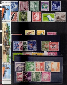 NAURU: A Seven Seas Hingeless NAURU album in dark red slipcase, with a good range of the stamps issued from 1935 to approx. 2000, plus a few extra items. MUH.
