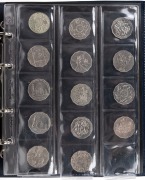 An album of $2/$1/50c/20c/5c coins, mostly 1990s to 2010s commemoratives, including one 1966 round 50c and many coloured $2 coins; FV $70+.