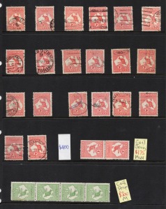A dark red Hagner binder containing a diverse range of material, including Kangaroos to 2/-, a &pound;1 Brown/Blue with Telegraph puncture, a good range of M/MUH George V Heads to 1/4, including 4d Lemon shades, Coil pairs including green and red Coil testers, 