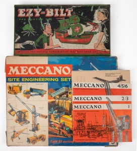 MECCANO construction engineering toys in original metal and card boxes.
