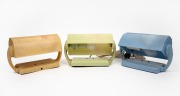 "DUPERITE BARONESS BED LAMP", three vintage examples in coloured bakelite, mid 20th century, 24.5cm wide.