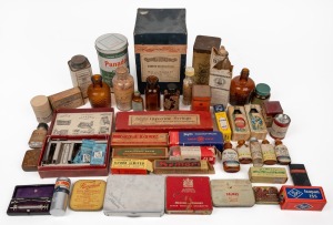 Assorted pharmaceutical and photographic advertising ware, tins, bottles, boxes etc., 19th and 20th century, (qty).