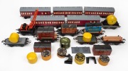 Assorted train carriages, lumber carts, oil tankers and (O Gauge) accessories, (qty).