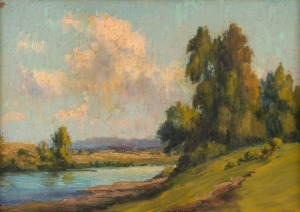 THEODORE PENLEIGH BOYD (1890-1923), (attributed), river landscape, oil on board, signature verso "Penleigh Boyd", 37 x 53 cm wide, 54 x 70cm overall, Provenance: Private Collection Melbourne