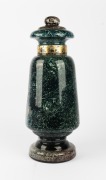 "HIPPOCRATES" antique English glass apothecary specie jar on green ground with profile portrait vignette and gilt decorated highlights, 19th century, 69cm high. - 4
