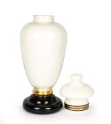 PERFUMERIA FINA antique English glass apothecary specie jar on cream ground, emblazoned with crown, shield and pictorial decoration, 19th century, 67cm high. - 3
