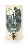 "JUDSON'S - PERFECT PURIFIER" antique English water filter with rare pictorial transfer decoration, 19th century, with broken remains of lid, 34cm high.