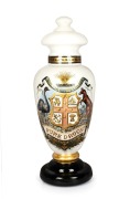 "ADVANCE AUSTRALIA, PURE DRUGS" exceptional antique English apothecary specie jar with reverse glass decoration, 19th century, 67cm high.