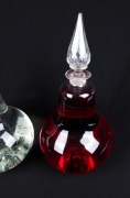 A pair of antique English glass apothecary carboys with facetted stoppers, 19th century, 50cm high. - 3