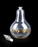 PRESCRIPTIONS antique English glass apothecary carboy with facetted stopper and gilt lettering, 19th century, ​​​​​​​73cm high. - 2
