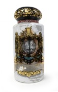 LYNCH & Co. of London, antique English apothecary specie jar with reverse glass decoration, (label badly rubbed), 19th century, an imposing 89cm high, 38cm diameter.
