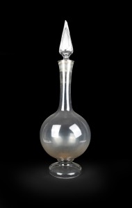 Antique English glass apothecary carboy with facetted glass stopper, 19th century, A/F, an impressive and imposing 108cm high.