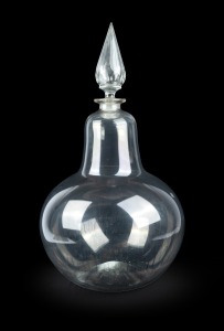 Antique English glass apothecary carboy with facetted stopper, 19th century, 77cm high.