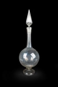 Antique English glass apothecary carboy with facetted stopper, 19th century, A/F, an impressive and imposing 111cm high.