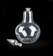Antique English glass apothecary carboy with facetted glass stopper, 19th century, A/F, 80cm high. - 2