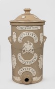 J. H. GRAHAM & Co. MANUFACTURERS, LONDON antique English pottery water filter with sprig moulded floral and fern decoration, 19th century, ​​​​​​​49cm high.