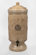 B.H.B. FILTER antique Continental pottery water filter with bird decoration, original insert and lid, 19th/20th century, 50cm high.