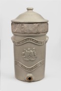 BENDIGO POTTERY "JAS. McEWAN & Co. Ltd., MELBOURNE" antique water filter with stone insert and lid, 19th/20th century, ​​​​​​​50cm high.
