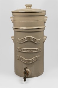 "JEFFREY'S GERM PROOF FILTER" antique pottery water filter with original insert and lid, 19th century, 56cm high.