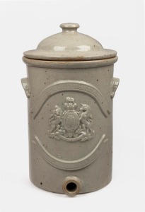 IMPERIAL FILTER antique pottery water filter with English coat of arms, 19th century, 48cm high.