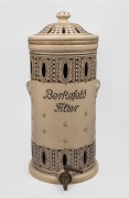 BERKEFELD FILTER antique German pottery water filter with incised Art Nouveau decoration, 19th/20th century, ​​​​​​​55cm high.