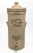 CHEAVIN'S FILTER SALUDOR SAFE WATER, antique English pottery water filter with liner, 19th/20th century, ​​​​​​​51cm high.