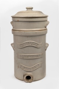 JEFFERY'S GERM PROOF FILTER antique Australian pottery filter with insert, 19th century, 48cm high.