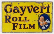 "GAYVERT ROLL FILM" vintage enamel double sided advertising sign with attractive vignette, 30.5 x 51cm.