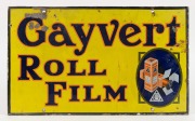 "GAYVERT ROLL FILM" vintage enamel double sided advertising sign with attractive vignette, 30.5 x 51cm. - 2