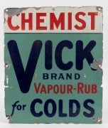 "VICKS BRAND VAPOUR-RUB FOR COLDS" vintage enamel advertising sign, ​​​​​​​45 x 38cm overall